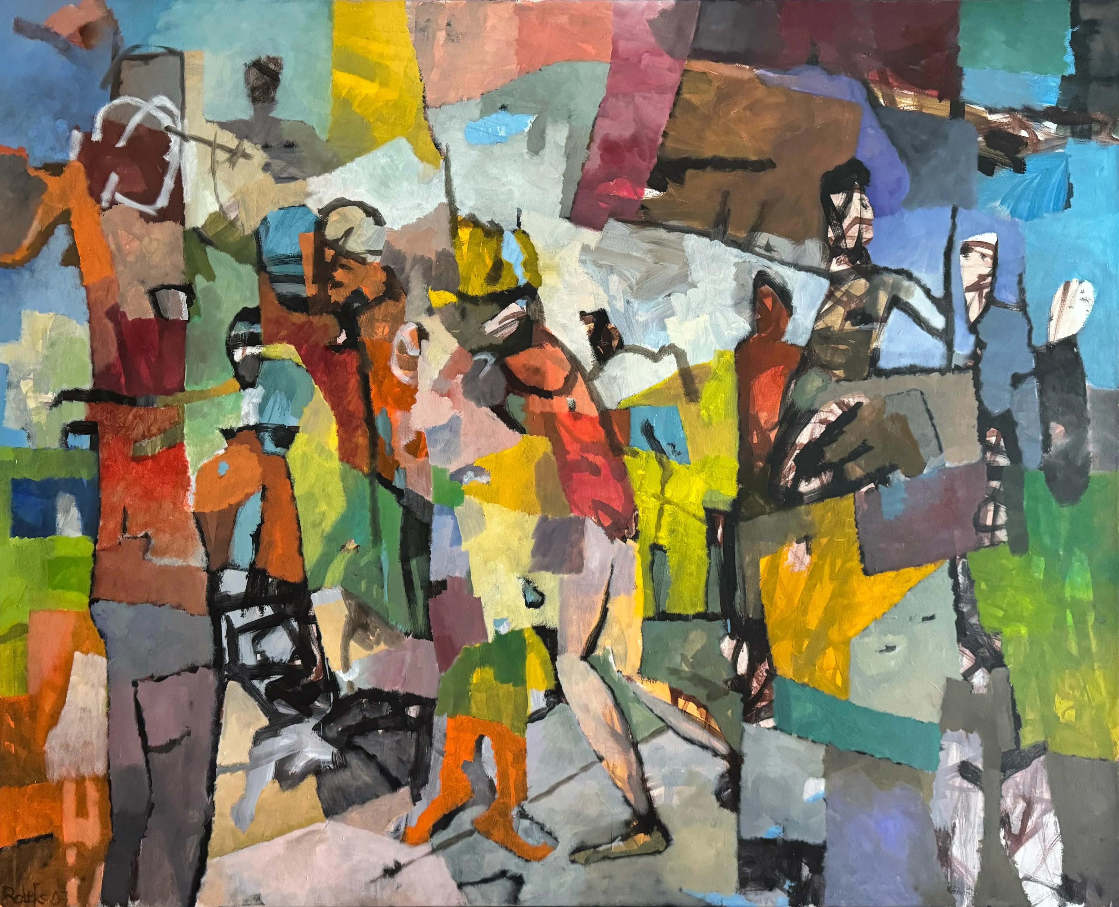 Gemälde mit Figurengruppe — Gruppentherapie